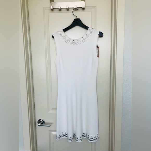 Alaia NWT White Studded Stretch Knit Dress sleeveless - Picture 9 of 10